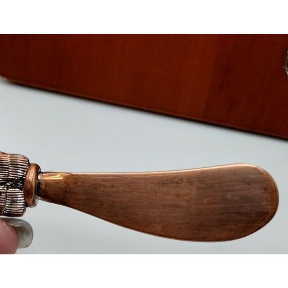 Wooden Owl Cheese Board with Copper-Tone Metal Owl Cheese Spreader – Distressed - Picture 9 of 13